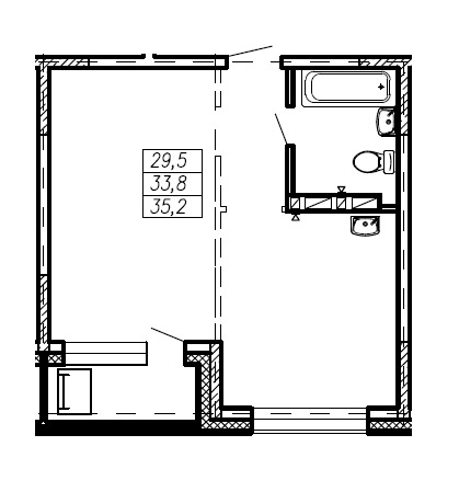 ЖК Мичурина, 8А, 1-комн кв 35,2 м2, за 4 224 000 ₽, 2 этаж